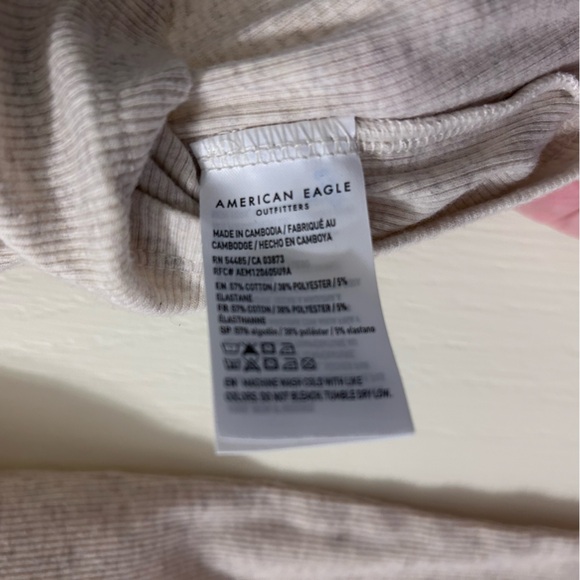 AE Soft & Sexy Mock Neck Long-Sleeve T-Shirt Oatmeal Heather - Picture 9 of 9